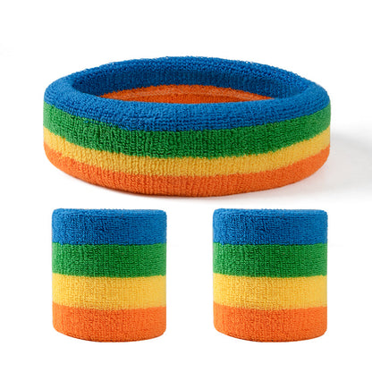 1 Pcs Headband 2 Pcs Wristband Suit Colorful Sweatband Set