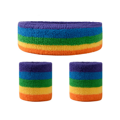 1 Pcs Headband 2 Pcs Wristband Suit Colorful Sweatband Set