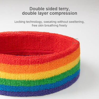 1 Pcs Rainbow Headband with 2 Pcs Sweatband Wristband