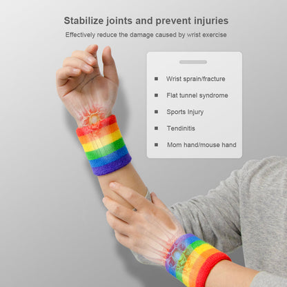 1 Pcs Rainbow Headband with 2 Pcs Sweatband Wristband