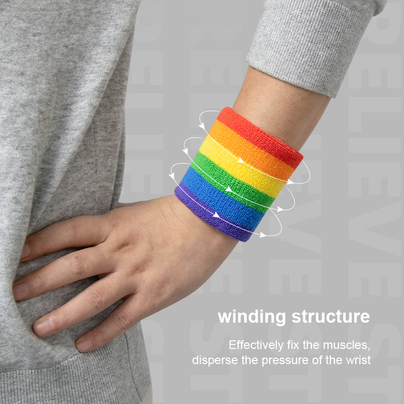 1 Pcs Rainbow Headband with 2 Pcs Sweatband Wristband